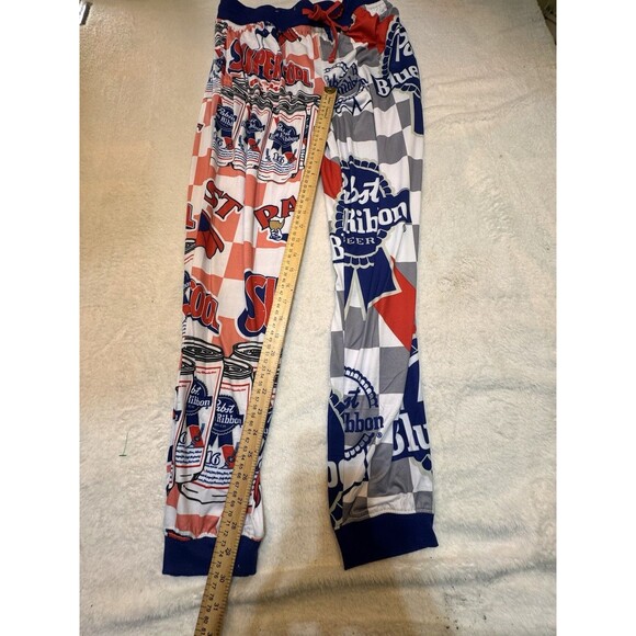 Mens Pajama Pants Lounge Pabst Blue Ribbon Size Small Sleep Jogger Beer Can PBR - Picture 3 of 16
